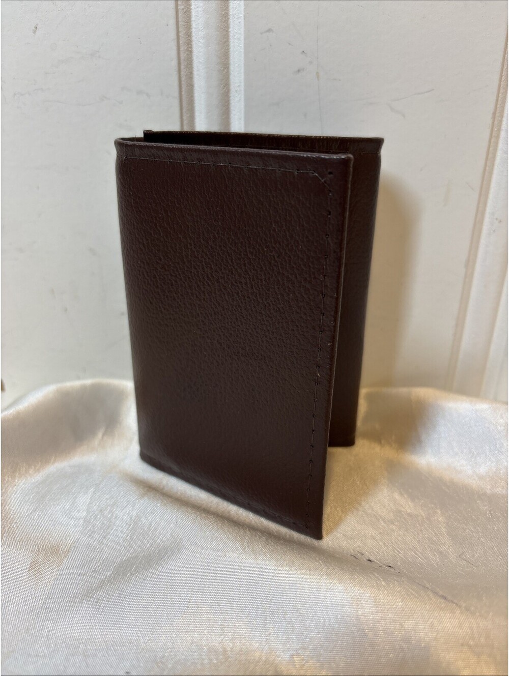 VTG NEW NOSBronco Men's Trifold Wallet Deep Buff Cowhide Brown Pebbled Leather